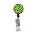 Carolines Treasures Letter Z Chevron Green and Gold Retractable Badge Reel CJ1059-ZBR